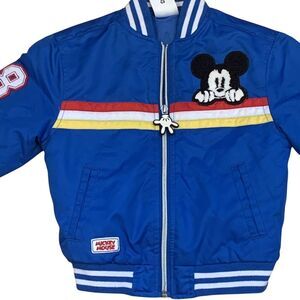 EUC Disney Youth Mickey Mouse Bomber‎ Jacket Blue Stripe Size 3 / 98cm